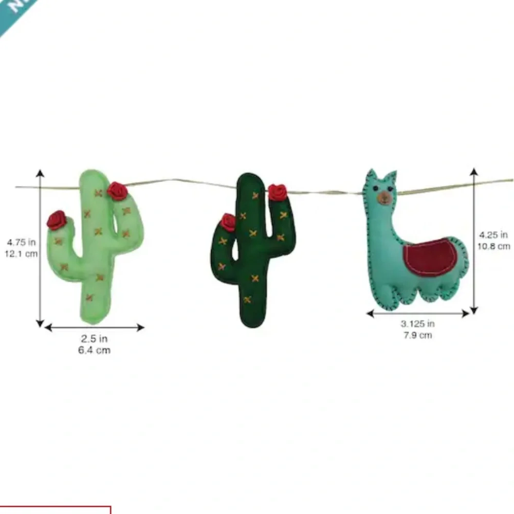 Felted Christmas Cactus & Alpaca Garland